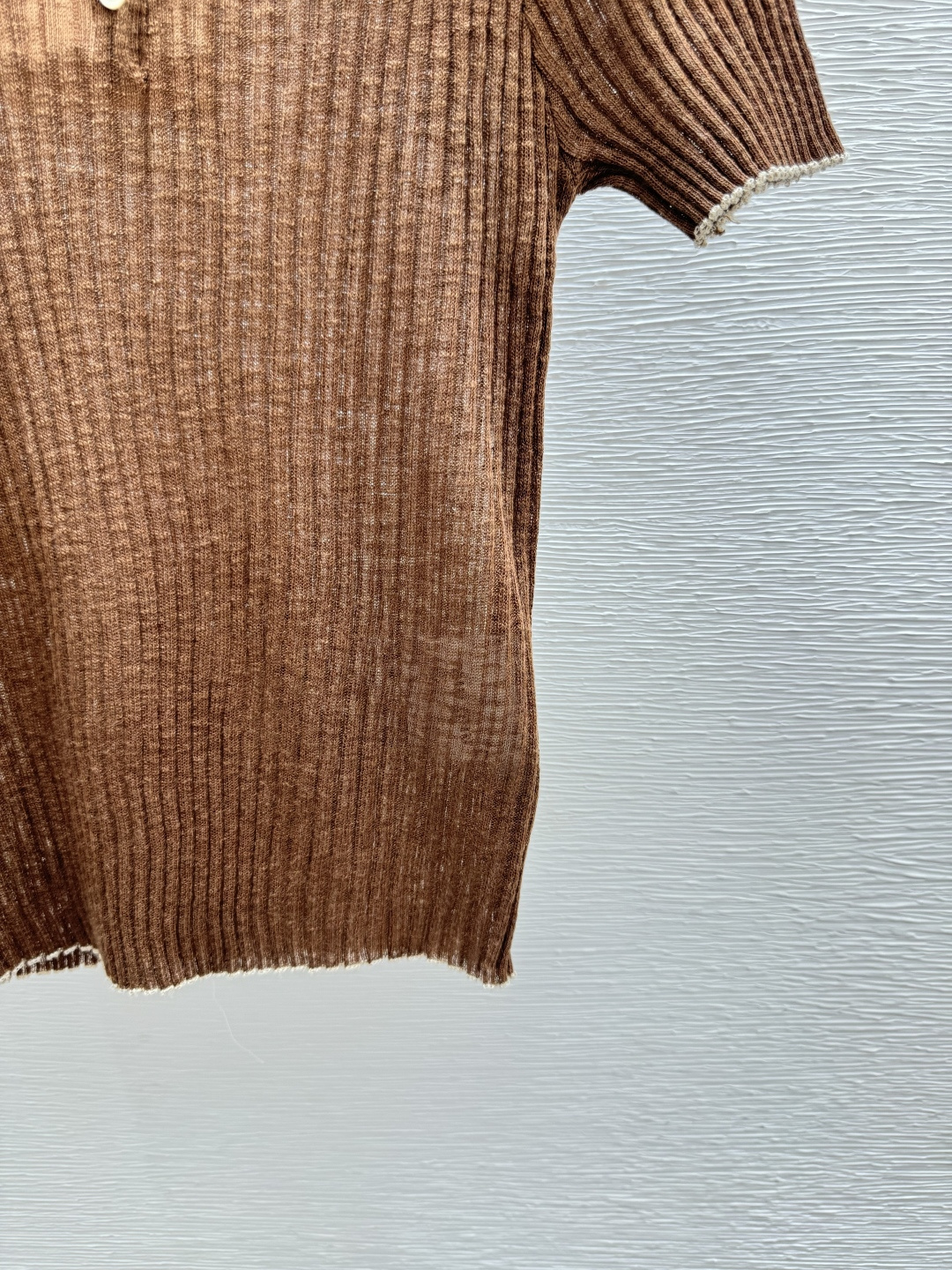 🆕M家🆕 早春新款 纯色翻领针织短袖颜色：咖啡尺码：36.38.40