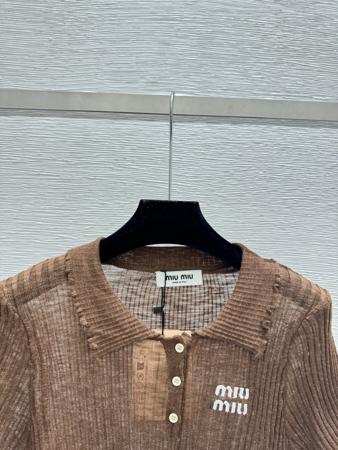 🆕M家🆕 早春新款 纯色翻领针织短袖颜色：咖啡尺码：36.38.40