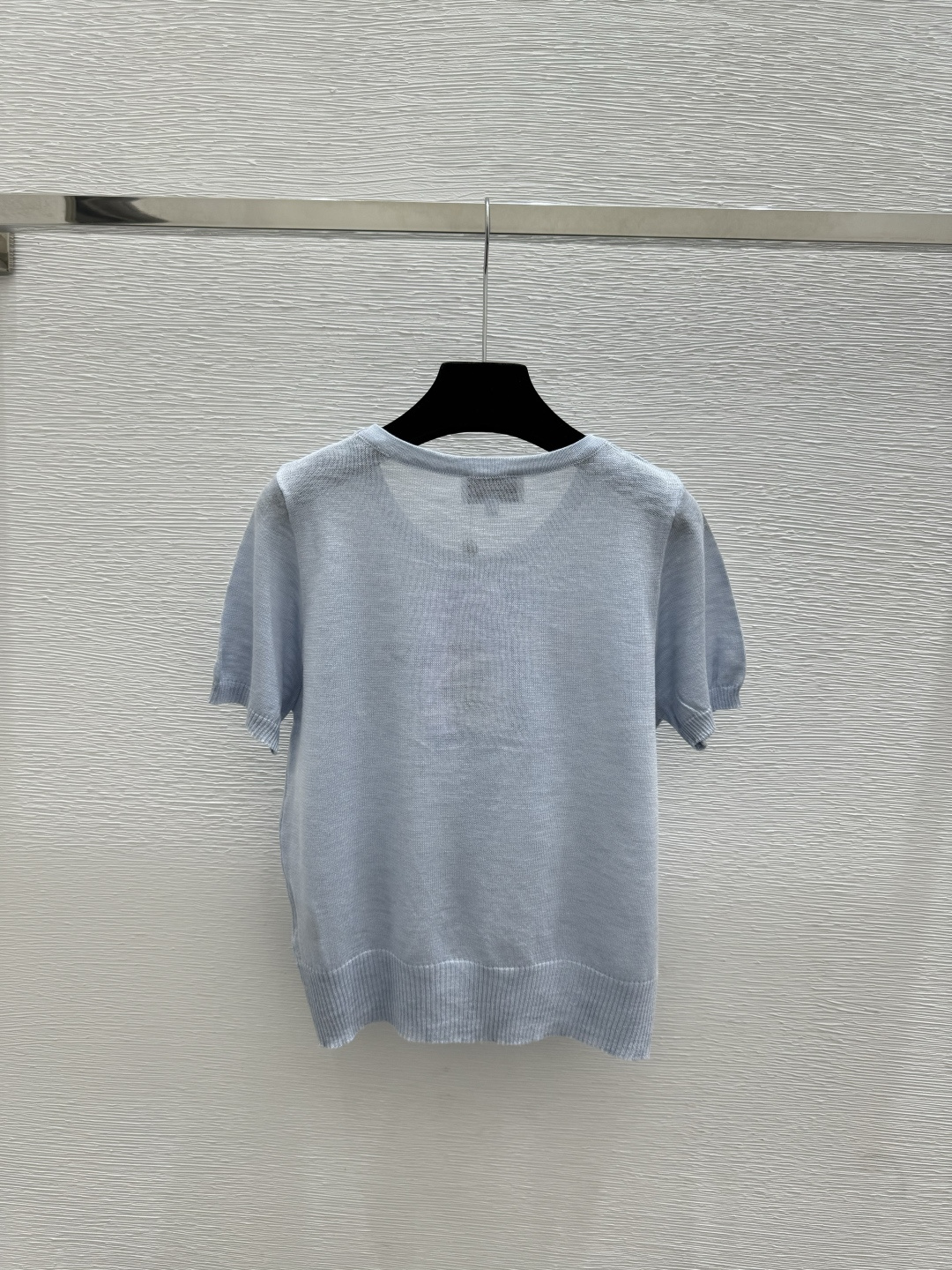 🆕CH家🆕 早春新款 纯色蝴蝶结圆领针织短袖颜色：白色 蓝色尺码：36.38.40