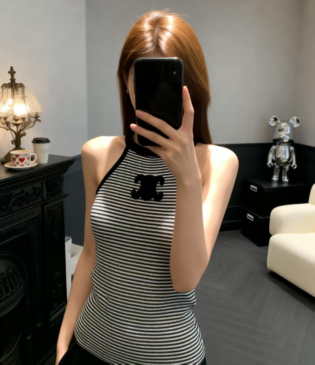 🆕CE家🆕 早春新款 撞色条纹圆领针织背心颜色：白色 黑色尺码：36.38.40