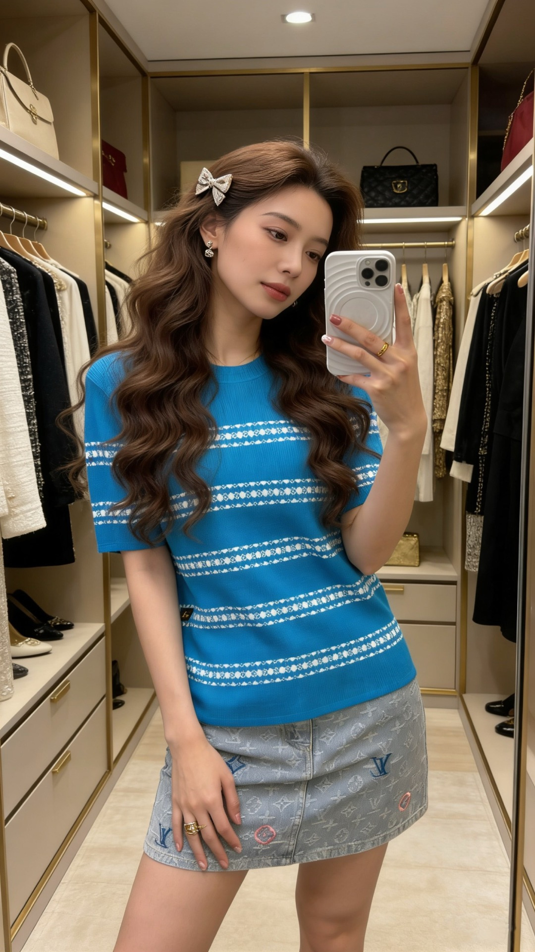 🆕L家🆕 早春新款 撞色条纹圆领针织短袖颜色：蓝色 宝蓝 黑色尺码：36.38.40