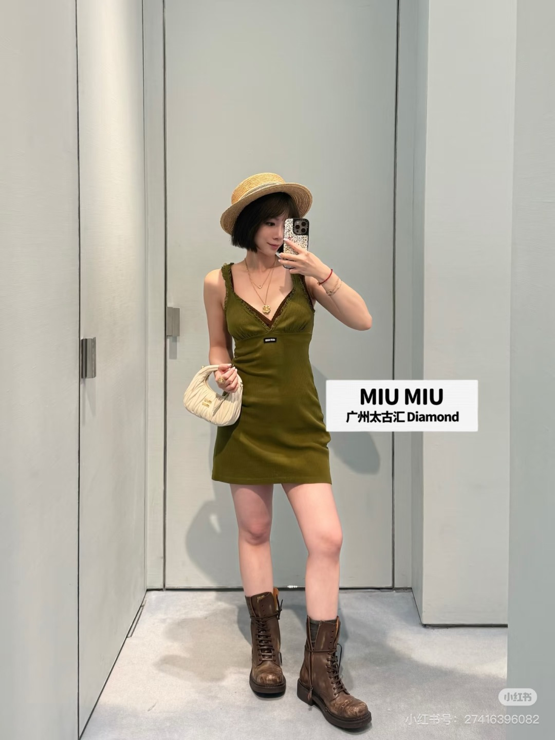 🆕M家🆕 早春新款 纯色蕾丝圆领针织背心裙颜色：绿色尺码：36.38.40