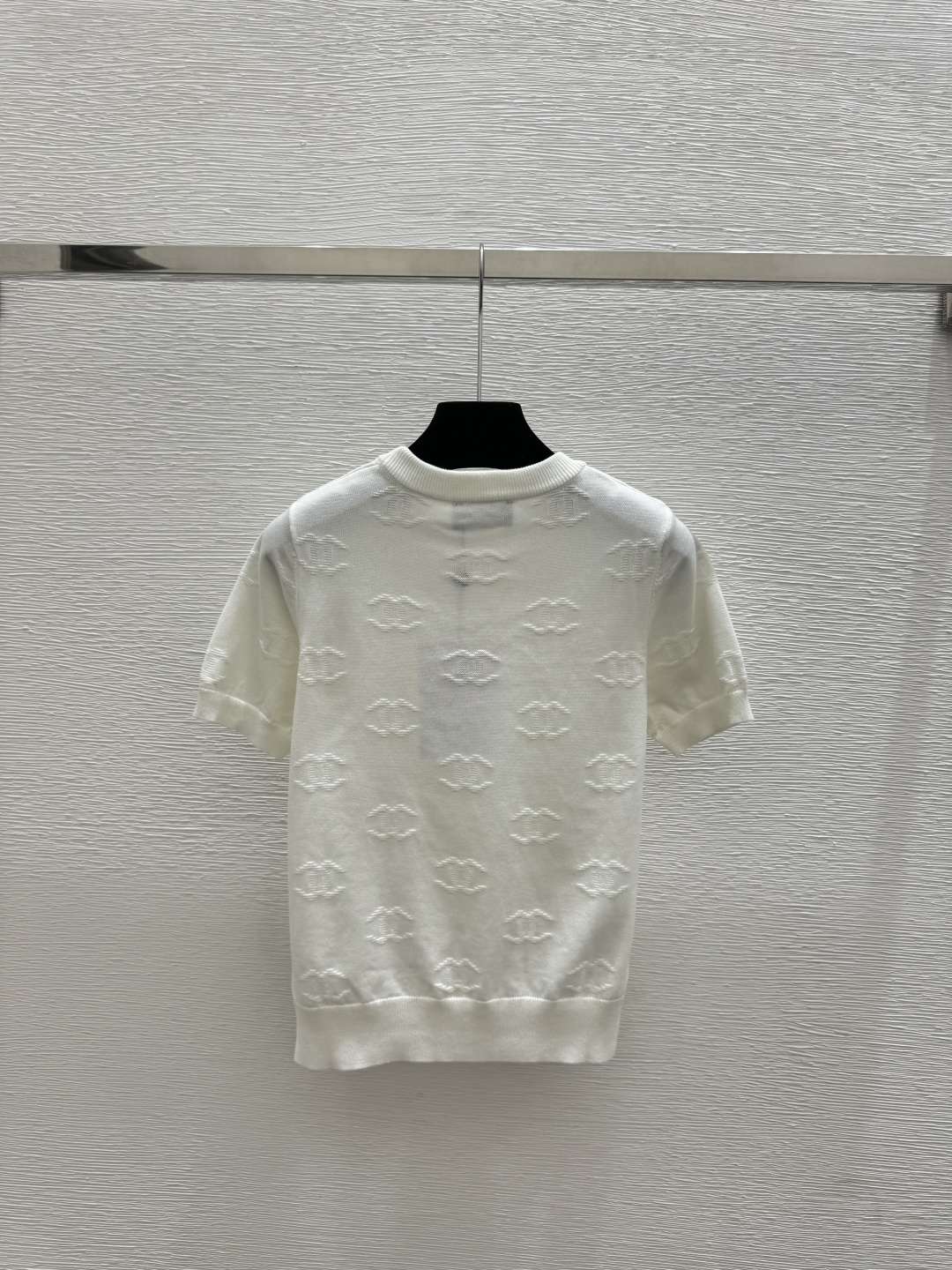 🆕CH家🆕 早春新款 纯色提花圆领针织短袖颜色：白色 蓝色 宝蓝尺码：36.38.40