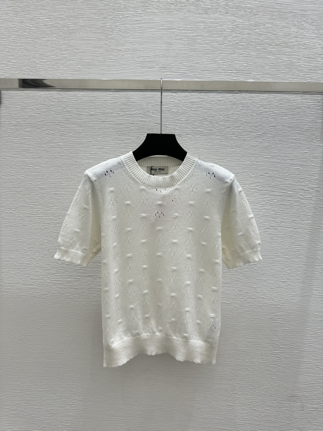 🆕M家🆕 早春新款 纯色镂空圆领针织短袖颜色：白色 蓝色 宝蓝尺码：36.38.40