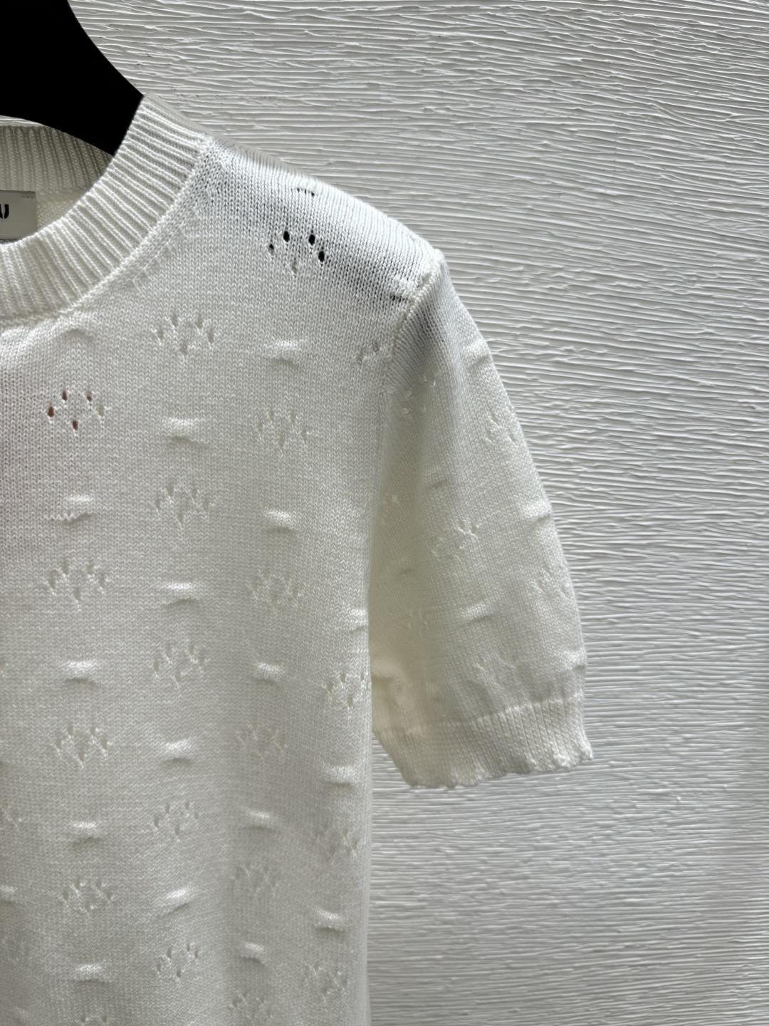 🆕M家🆕 早春新款 纯色镂空圆领针织短袖颜色：白色 蓝色 宝蓝尺码：36.38.40