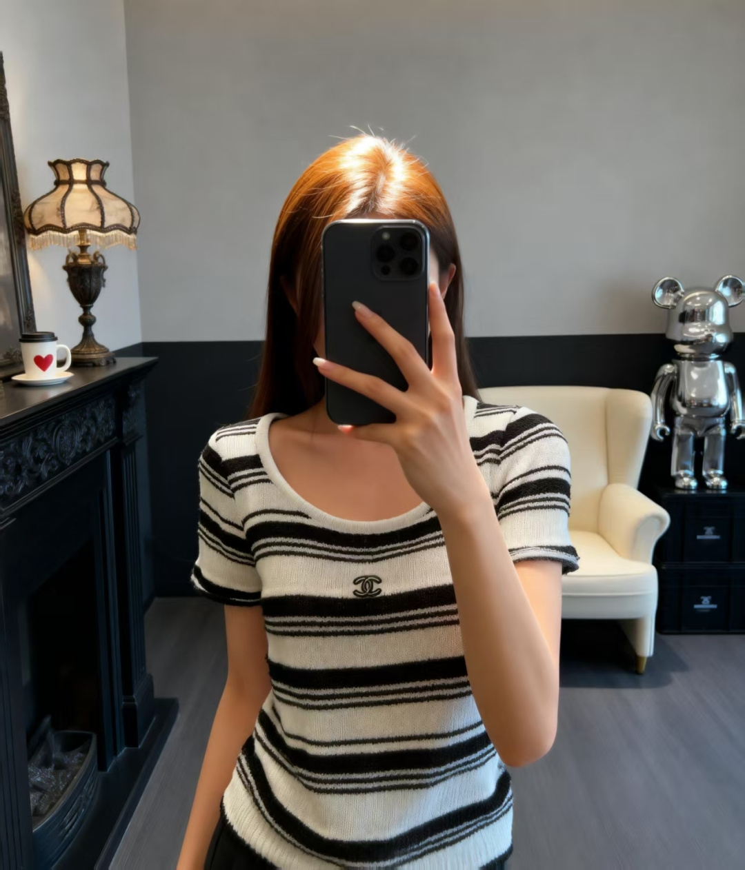 🆕CH家🆕 春夏新款 撞色条纹圆领针织短袖颜色：黄色 蓝色 红色尺码：36.38.40