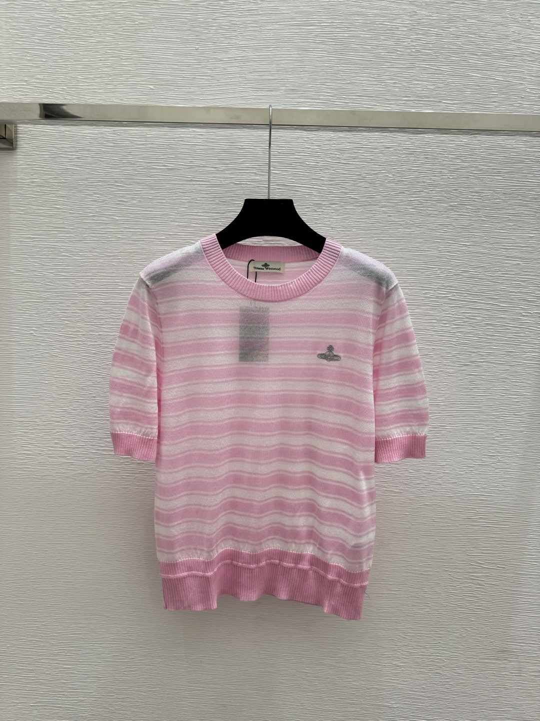 🆕VI家🆕 春夏新款 撞色条纹圆领针织短袖颜色：粉色 蓝色 宝蓝尺码：36.38.40