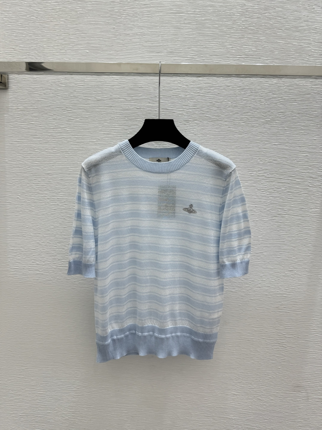 🆕VI家🆕 春夏新款 撞色条纹圆领针织短袖颜色：粉色 蓝色 宝蓝尺码：36.38.40