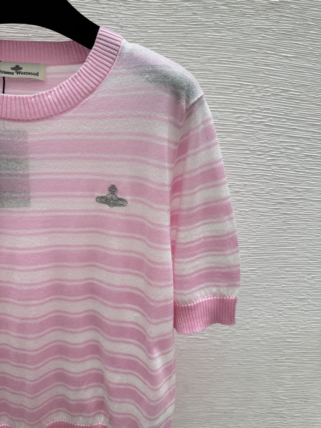 🆕VI家🆕 春夏新款 撞色条纹圆领针织短袖颜色：粉色 蓝色 宝蓝尺码：36.38.40