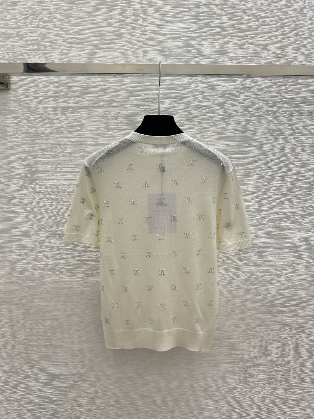 🆕CH家🆕 春夏新款 纯色logo烫钻圆领针织短袖颜色：白色 蓝色 宝蓝尺码：36.38.40