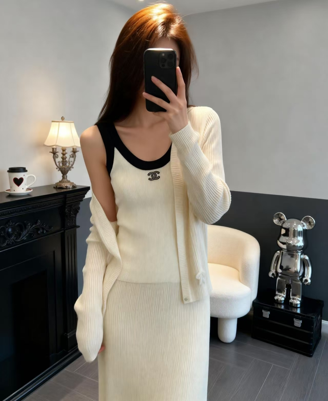 🆕CH家🆕 春夏新款 撞色简约针织吊带两件套颜色：白色 黄色 粉色 蓝色尺码：36.38.40