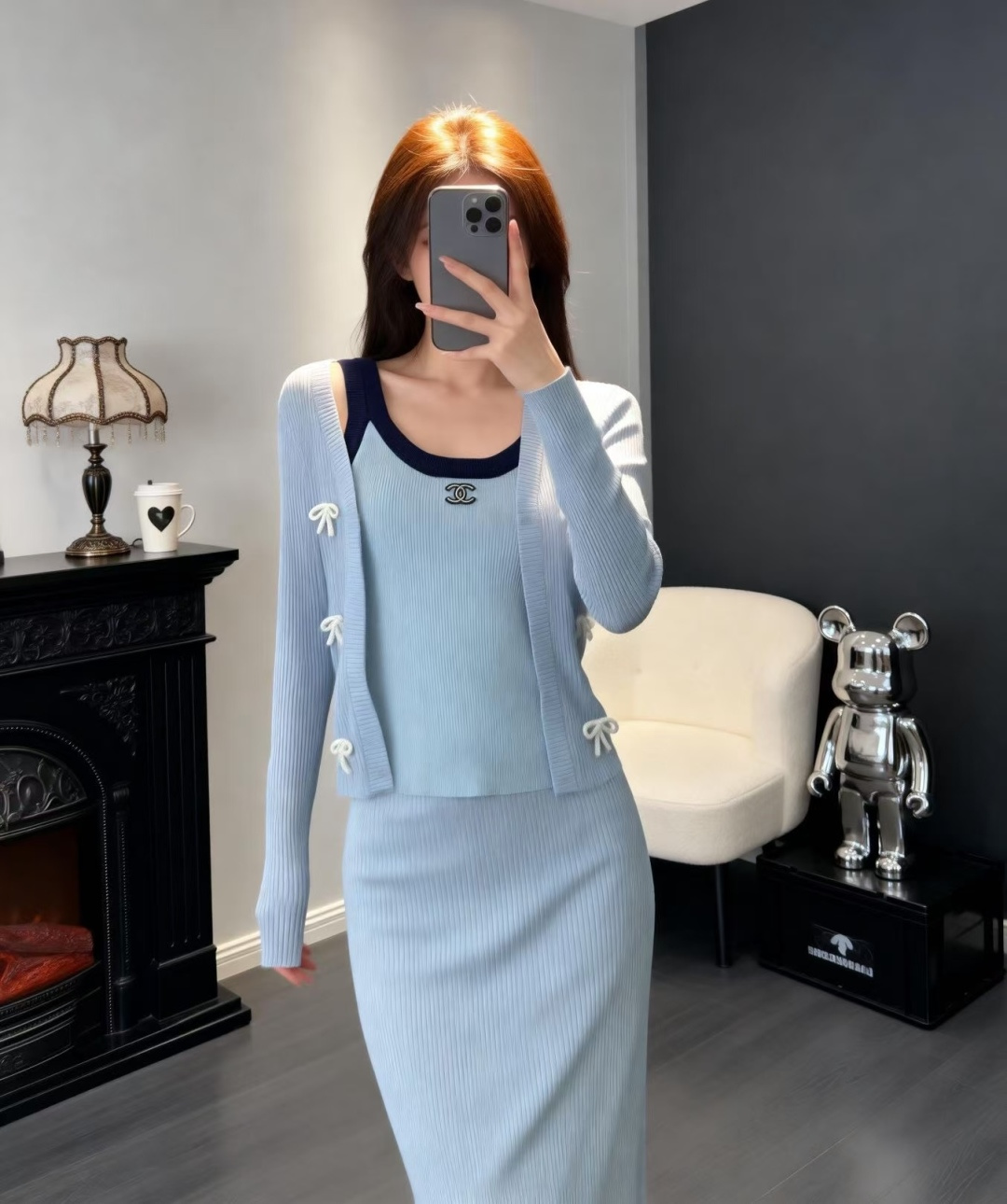 🆕CH家🆕 春夏新款 撞色简约针织吊带两件套颜色：白色 黄色 粉色 蓝色尺码：36.38.40