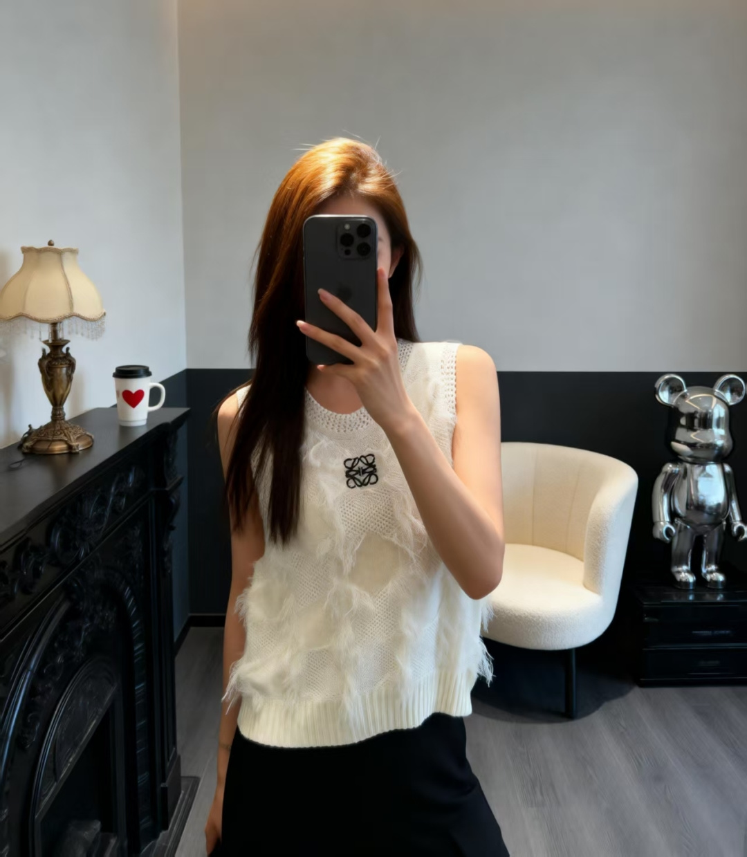 🆕LO家🆕 春夏新款 纯色镂空流苏圆领针织背心颜色：白色 蓝色尺码：36.38.40