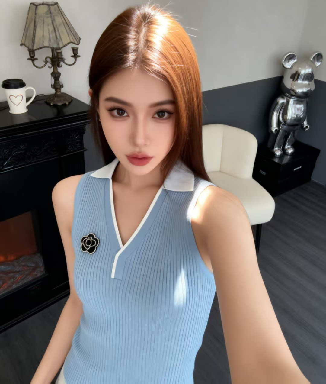 🆕CH家🆕 春夏新款 撞色翻领针织背心颜色：白色 蓝色 宝蓝尺码：36.38.40