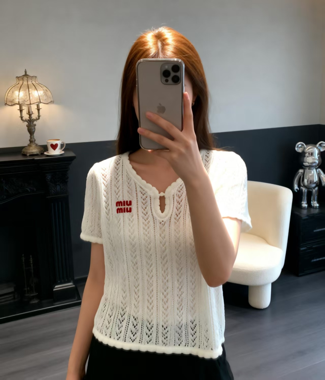 🆕M家🆕 春夏新款 纯色镂空简约针织短袖颜色：白色 黑色尺码：36.38.40