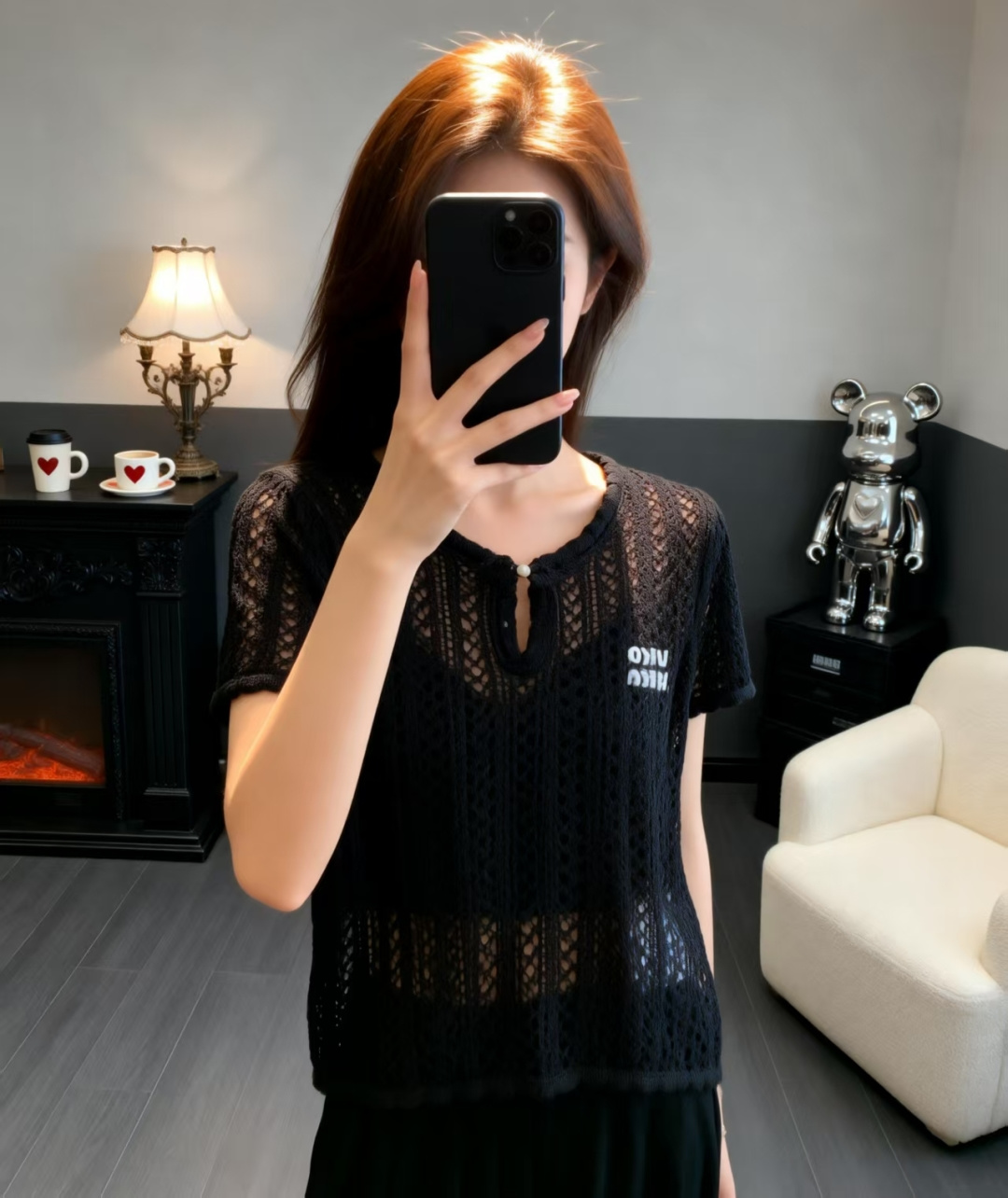 🆕M家🆕 春夏新款 纯色镂空简约针织短袖颜色：白色 黑色尺码：36.38.40