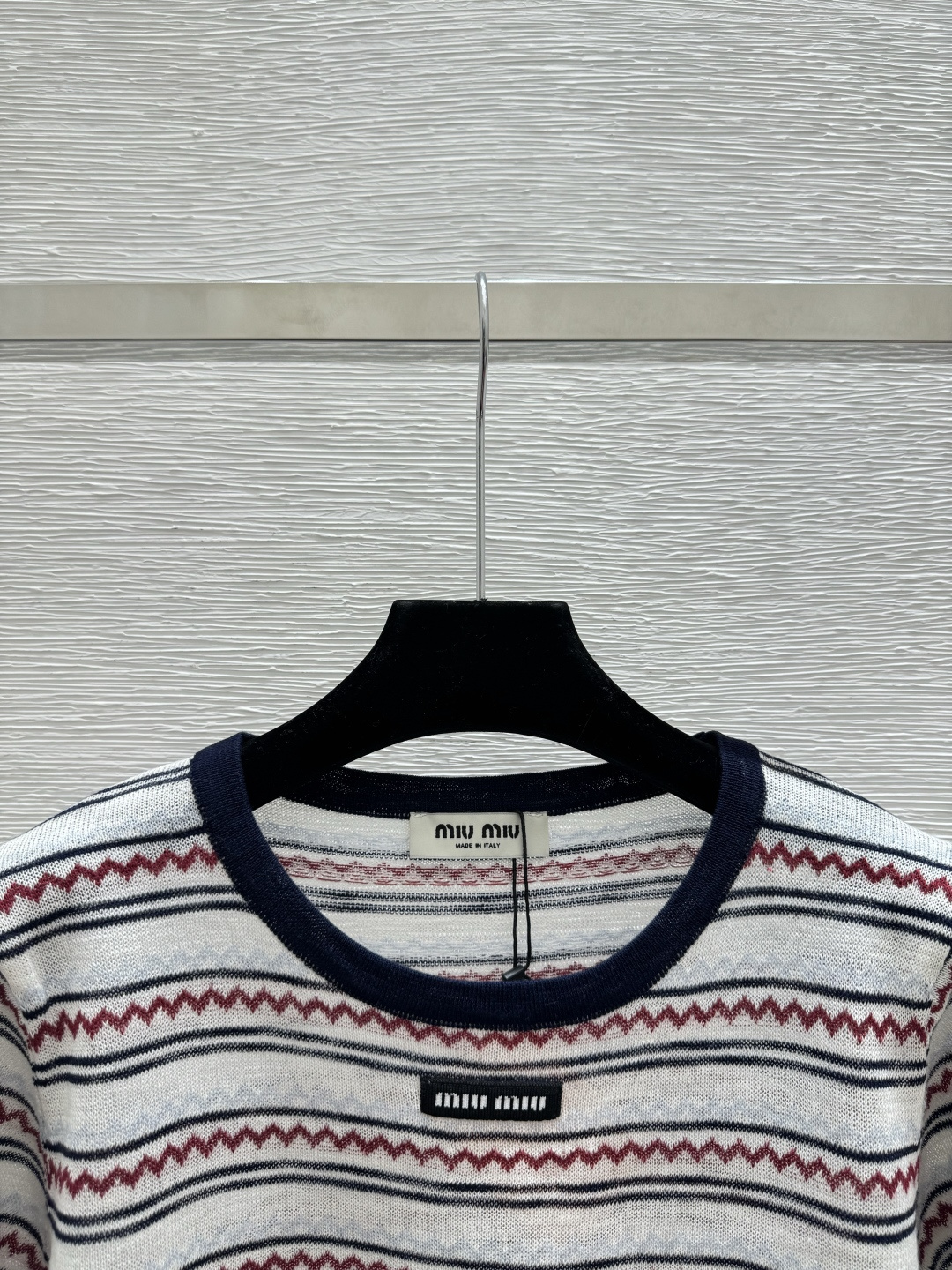 🆕M家🆕 春夏新款 撞色条纹圆领针织短袖颜色：白色尺码：36.38.40