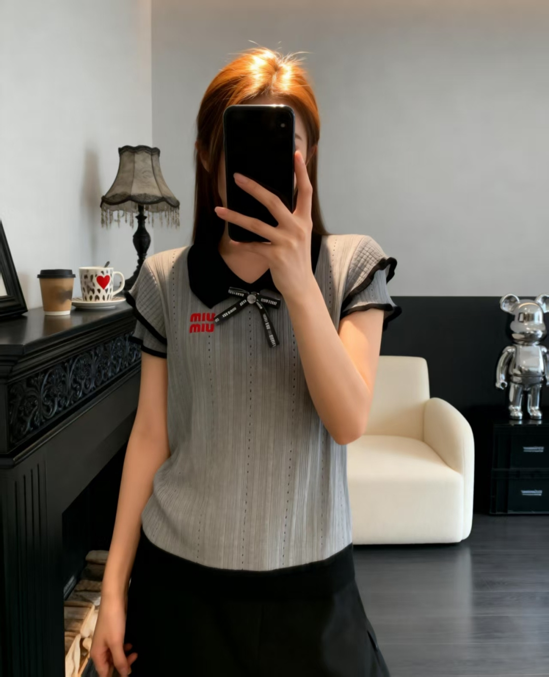 🆕M家🆕 春夏新款 撞色翻领针织短袖颜色：白色 灰色尺码：36.38.40