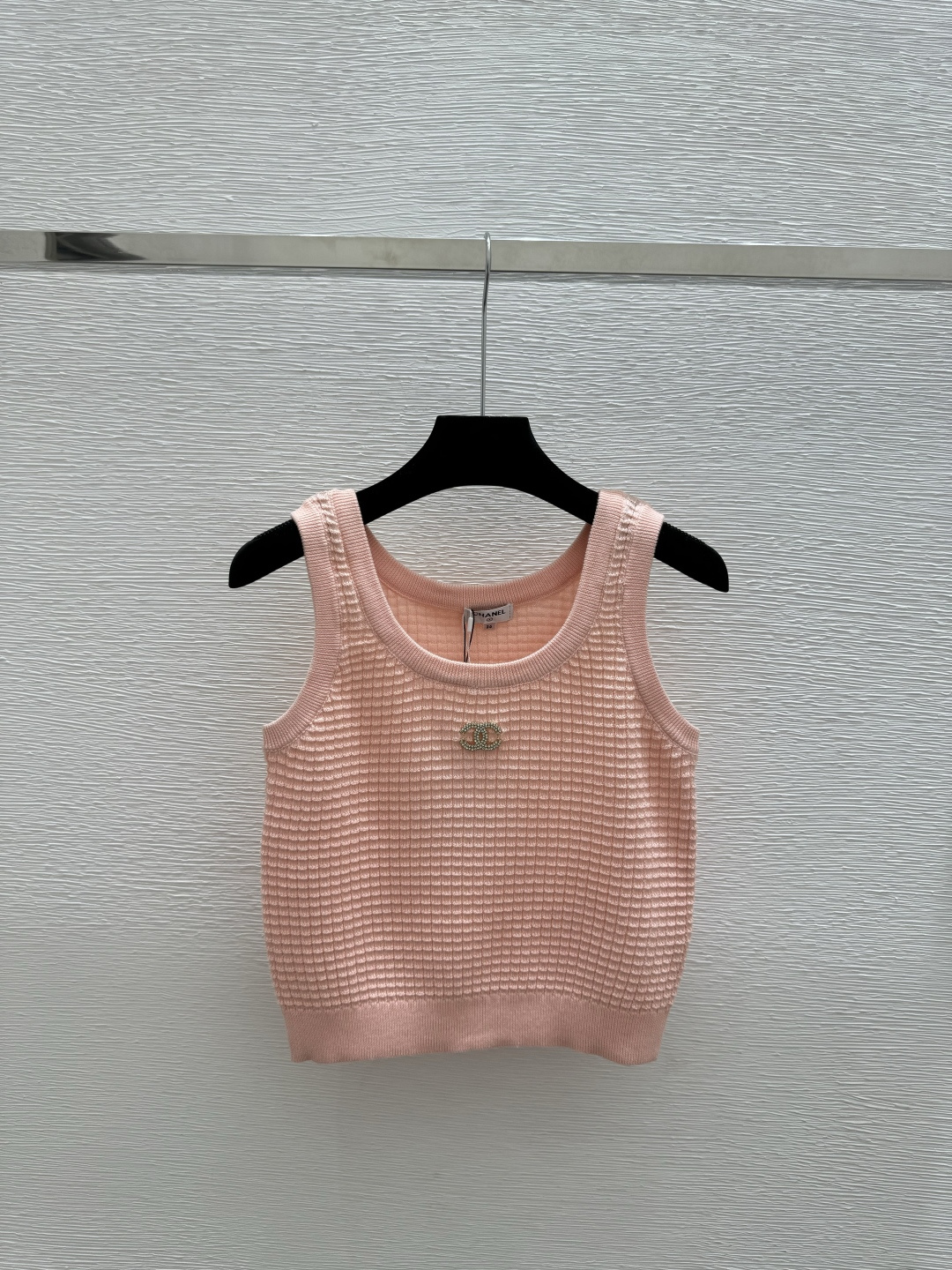 🆕CH家🆕 春夏新款 纯色简约圆领针织背心颜色：白色 粉色 黑色尺码：36.38.40