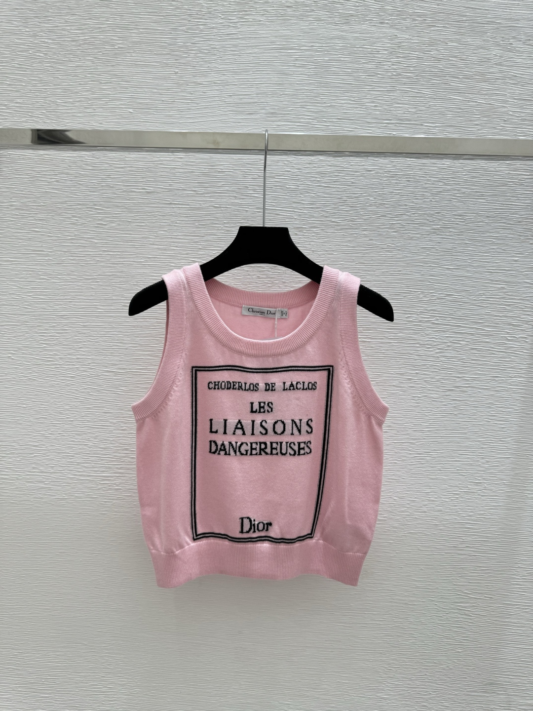 🆕D家🆕 春夏新款 撞色字母圆领针织背心颜色：白色 粉色 黑色尺码：36.38.40