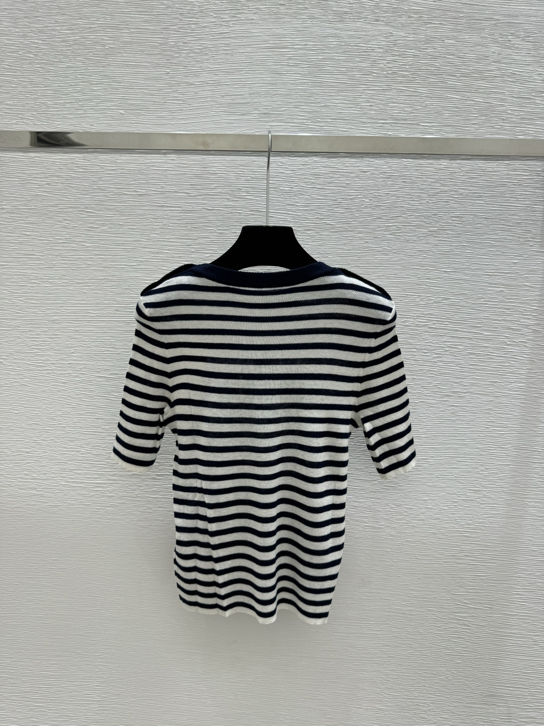 🆕D家🆕 春夏新款 撞色五角星字母条纹圆领针织短袖颜色：宝蓝尺码：36.38.40