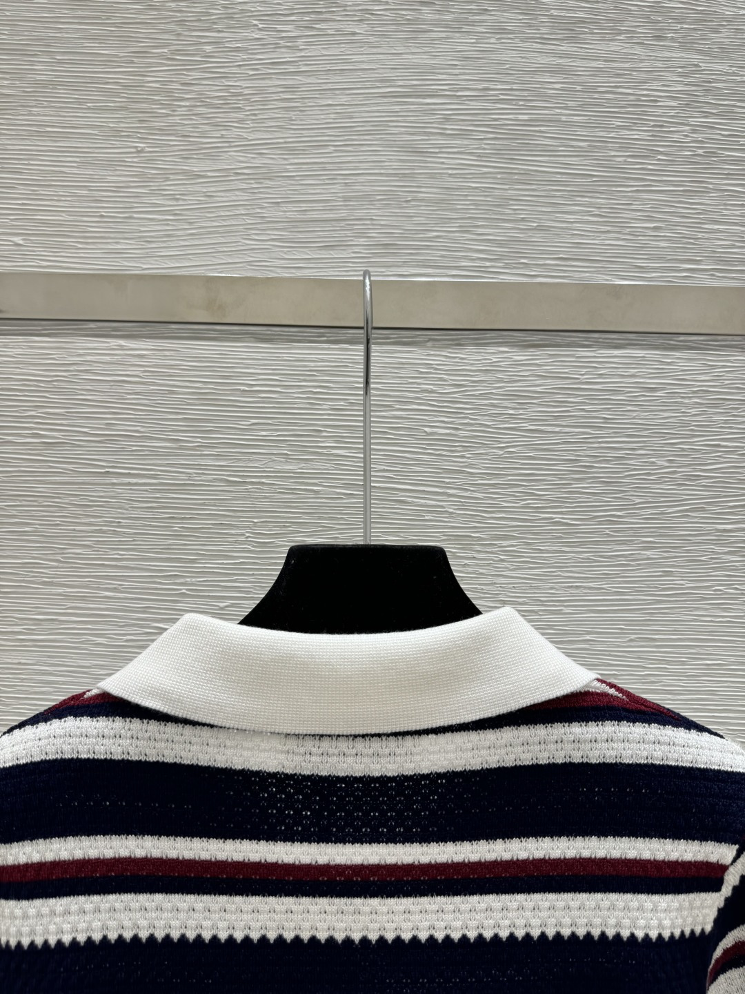 🆕M家🆕 春夏新款 撞色条纹翻领针织短袖颜色：宝蓝尺码：36.38.40