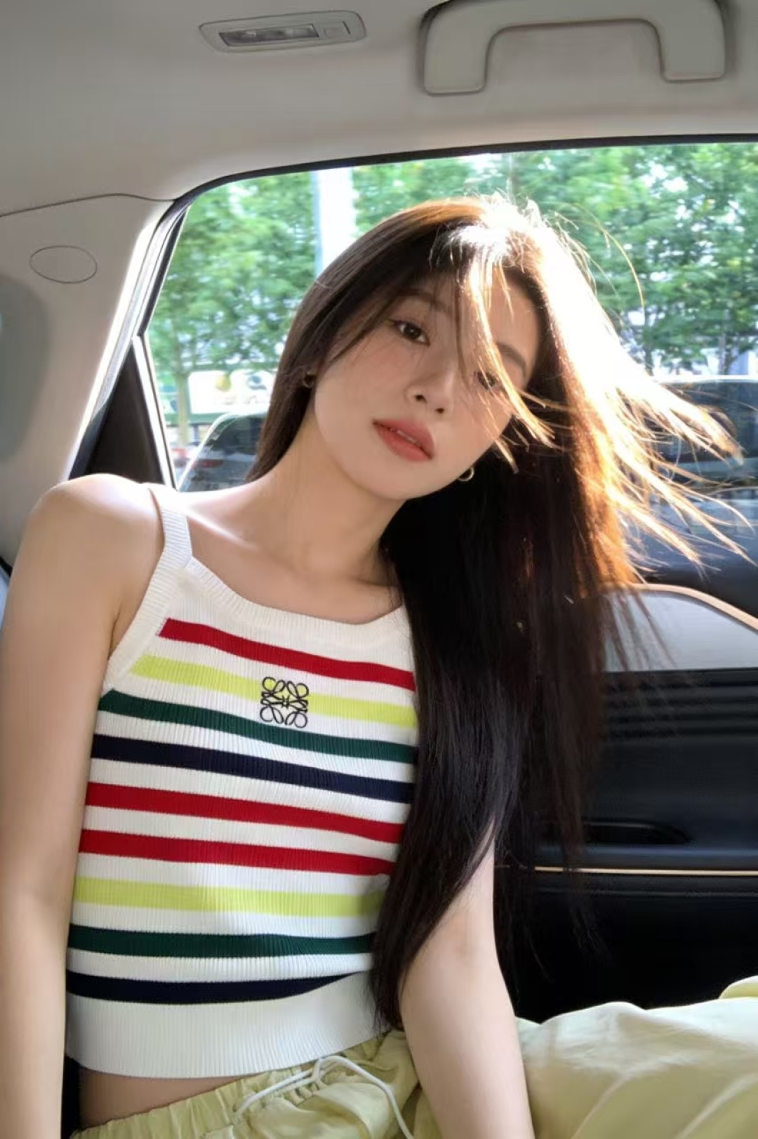 🆕LO家🆕 春夏新款 撞色条纹圆领针织吊带颜色：白色 尺码：36.38.40