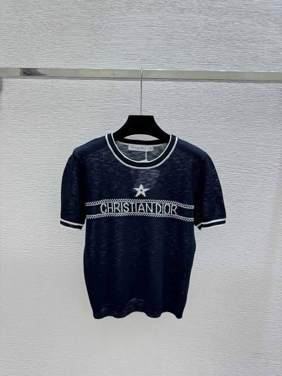 🆕D家🆕 春夏新款 撞色字母圆领针织短袖颜色：白色 黄色 宝蓝尺码：36.38.40