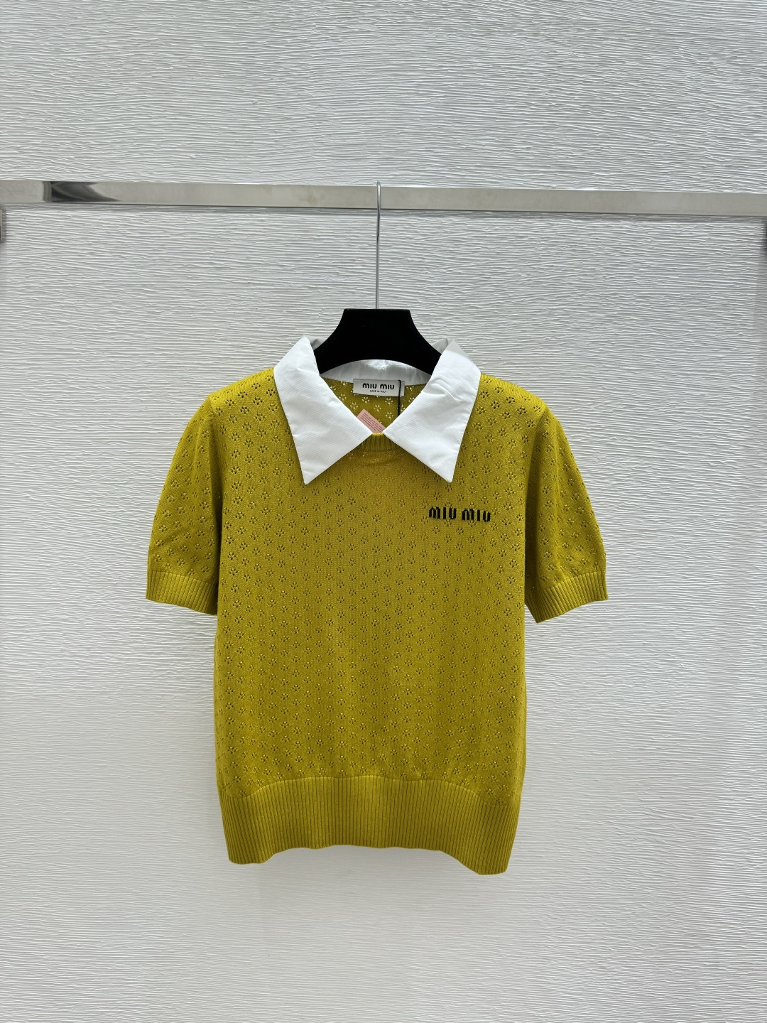 🆕M家🆕 春夏新款 撞色翻领镂空针织短袖颜色：绿色 灰色 咖啡尺码：36.38.40