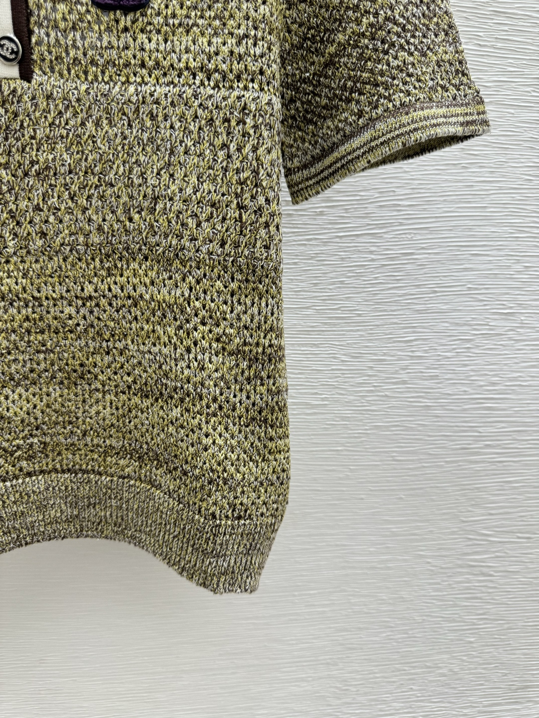 🆕CH家🆕 春夏新款 撞色翻领镂空针织短袖颜色：绿色尺码：36.38.40