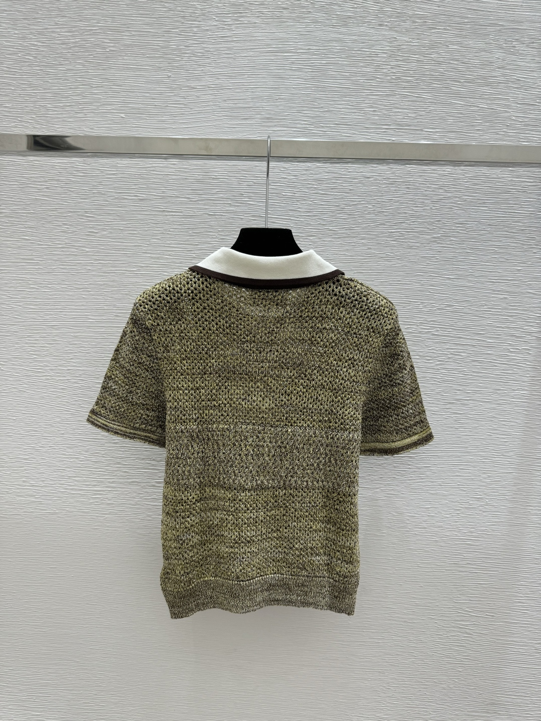 🆕CH家🆕 春夏新款 撞色翻领镂空针织短袖颜色：绿色尺码：36.38.40