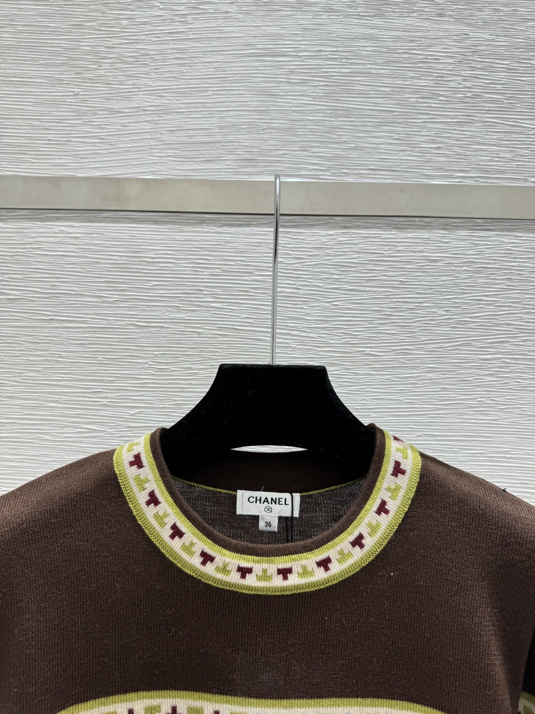 🆕CH家🆕 春夏新款 撞色条纹圆领针织短袖颜色：咖啡尺码：36.38.40