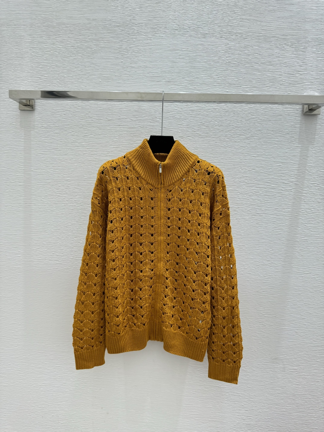 🆕M家🆕 春夏新款 纯色镂空故里针织长袖开衫颜色：黄色尺码：36.38.40