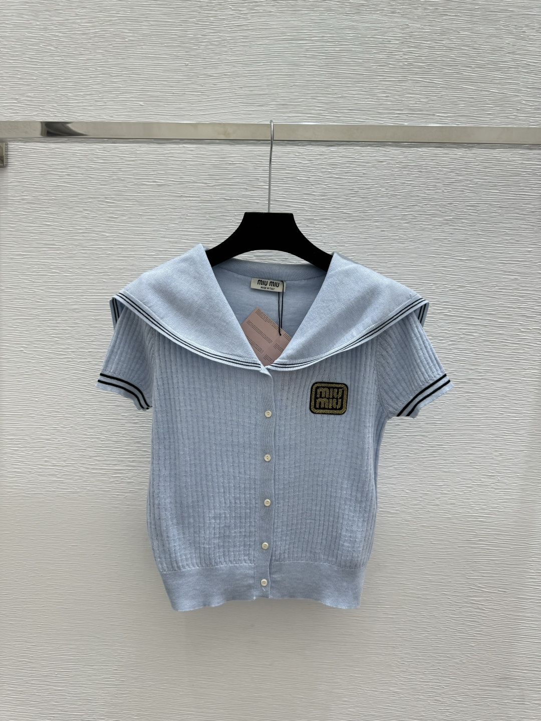 🆕M家🆕 春夏新款 纯色海军领针织短袖开衫颜色：白色 蓝色尺码：36.38.40