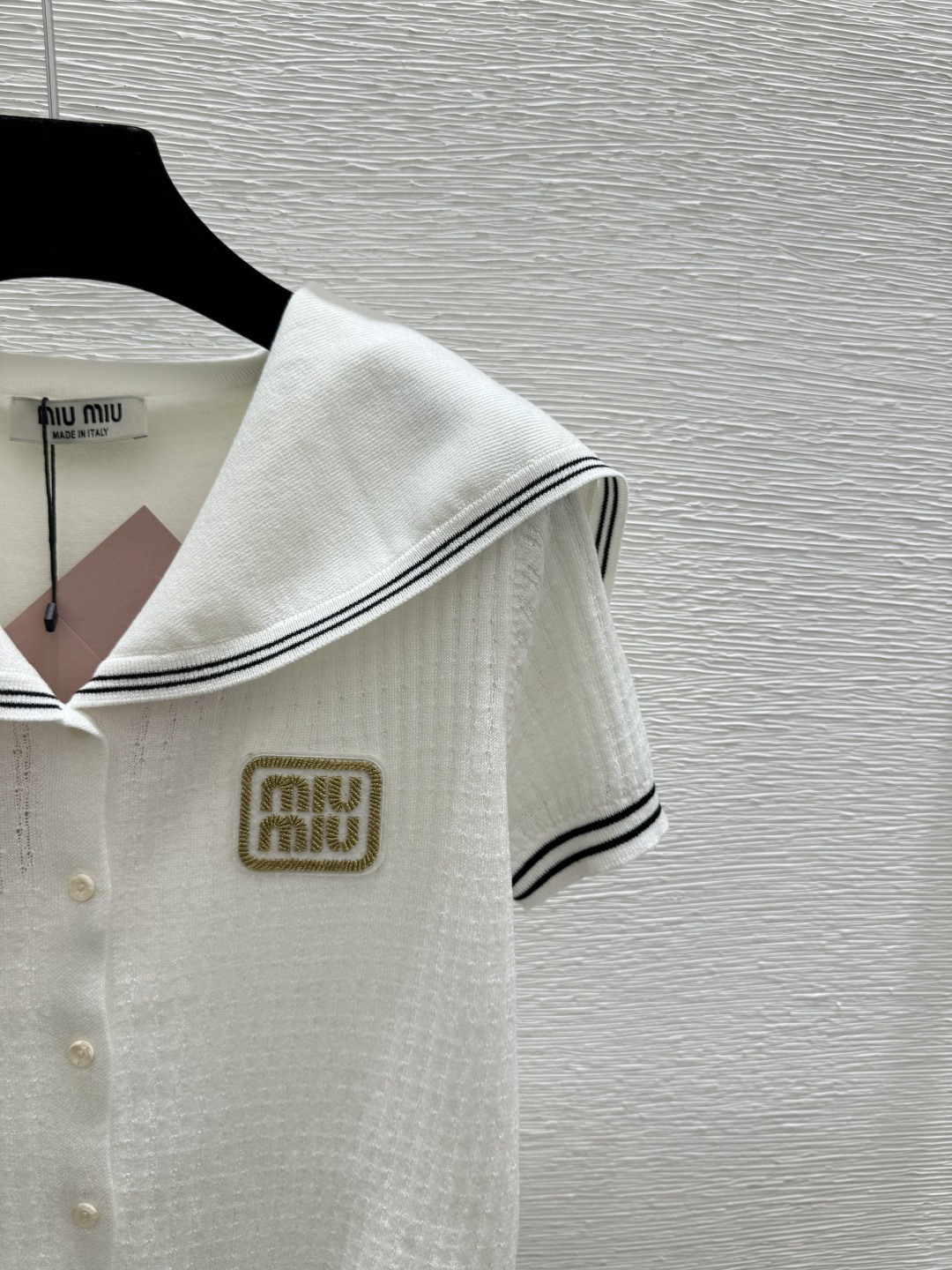 🆕M家🆕 春夏新款 纯色海军领针织短袖开衫颜色：白色 蓝色尺码：36.38.40