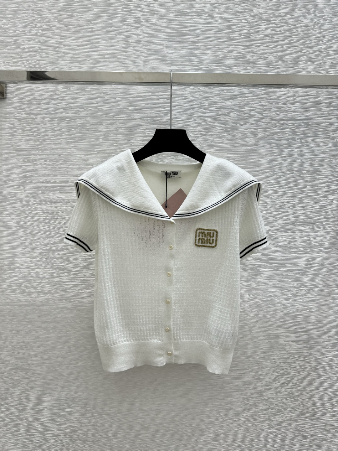 🆕M家🆕 春夏新款 纯色海军领针织短袖开衫颜色：白色 蓝色尺码：36.38.40