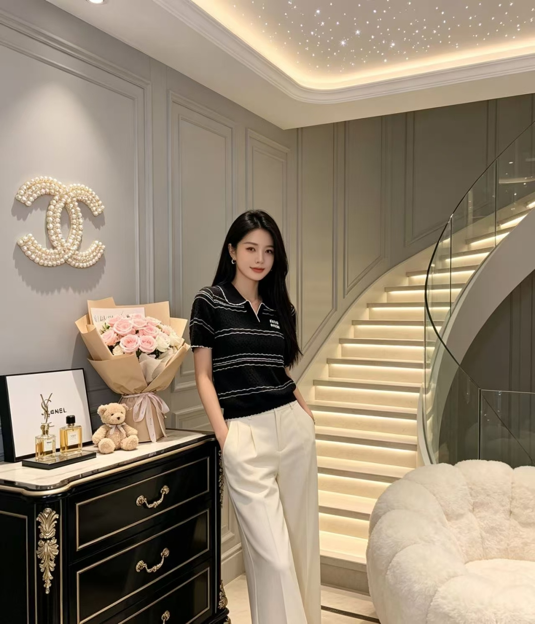 🆕M家🆕 春夏新款 撞色条纹翻领针织短袖颜色：白色 黑色尺码：36.38.40