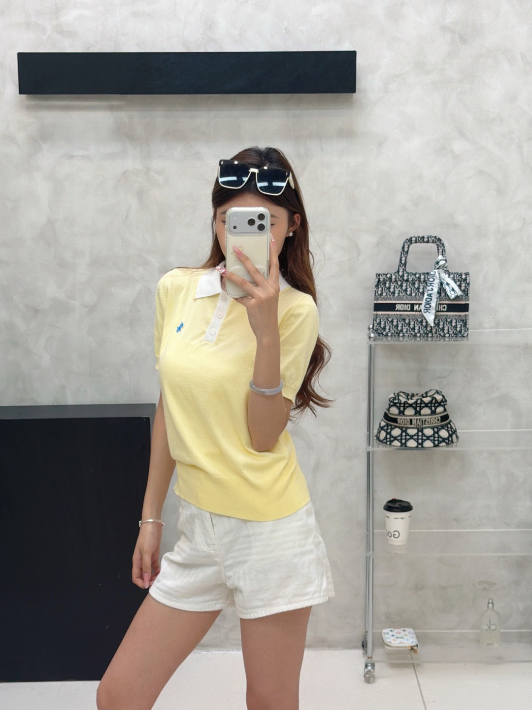 🆕PO家🆕 春夏新款 撞色翻领针织短袖颜色：粉色 黄色 杏色 宝蓝尺码：36.38.40