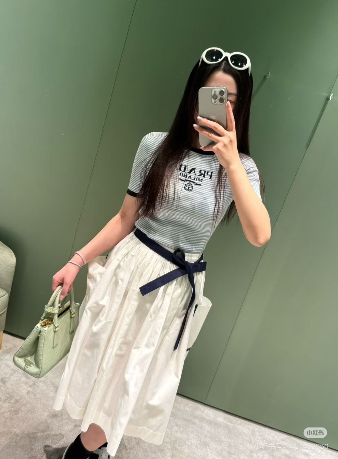 🆕P家🆕 春夏新款 撞色字母条纹圆领针织短袖颜色：蓝色尺码：36.38.40