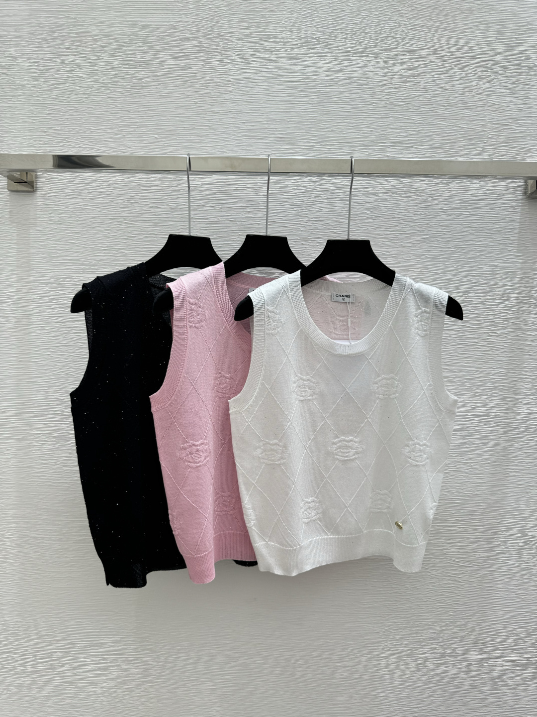Chrome Hearts CH家 春夏新款 纯色菱格珠片圆领针织背心