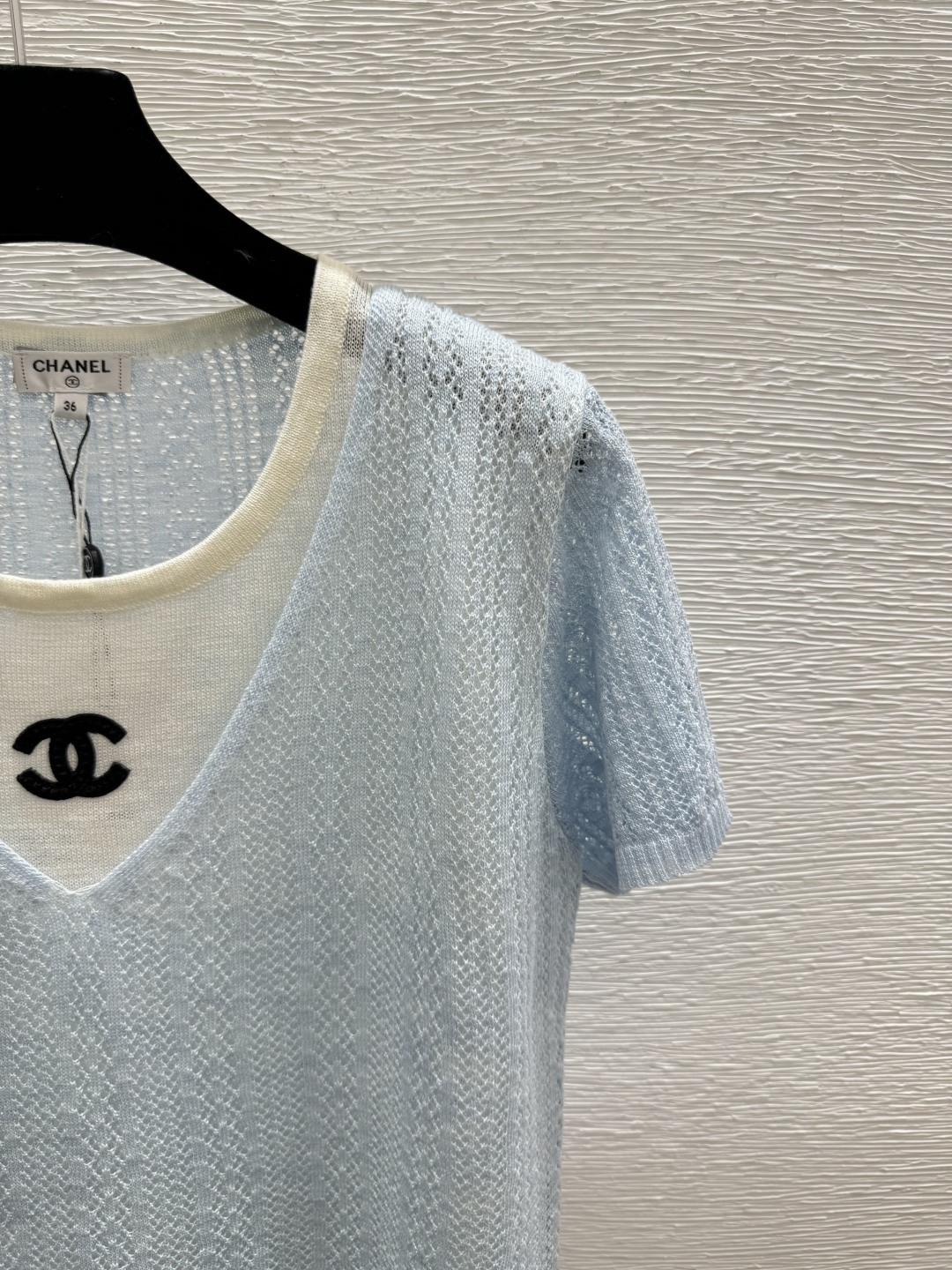 🆕CH家🆕 春夏新款 撞色假两件圆领针织短袖颜色：蓝色 灰色尺码：36.38.40