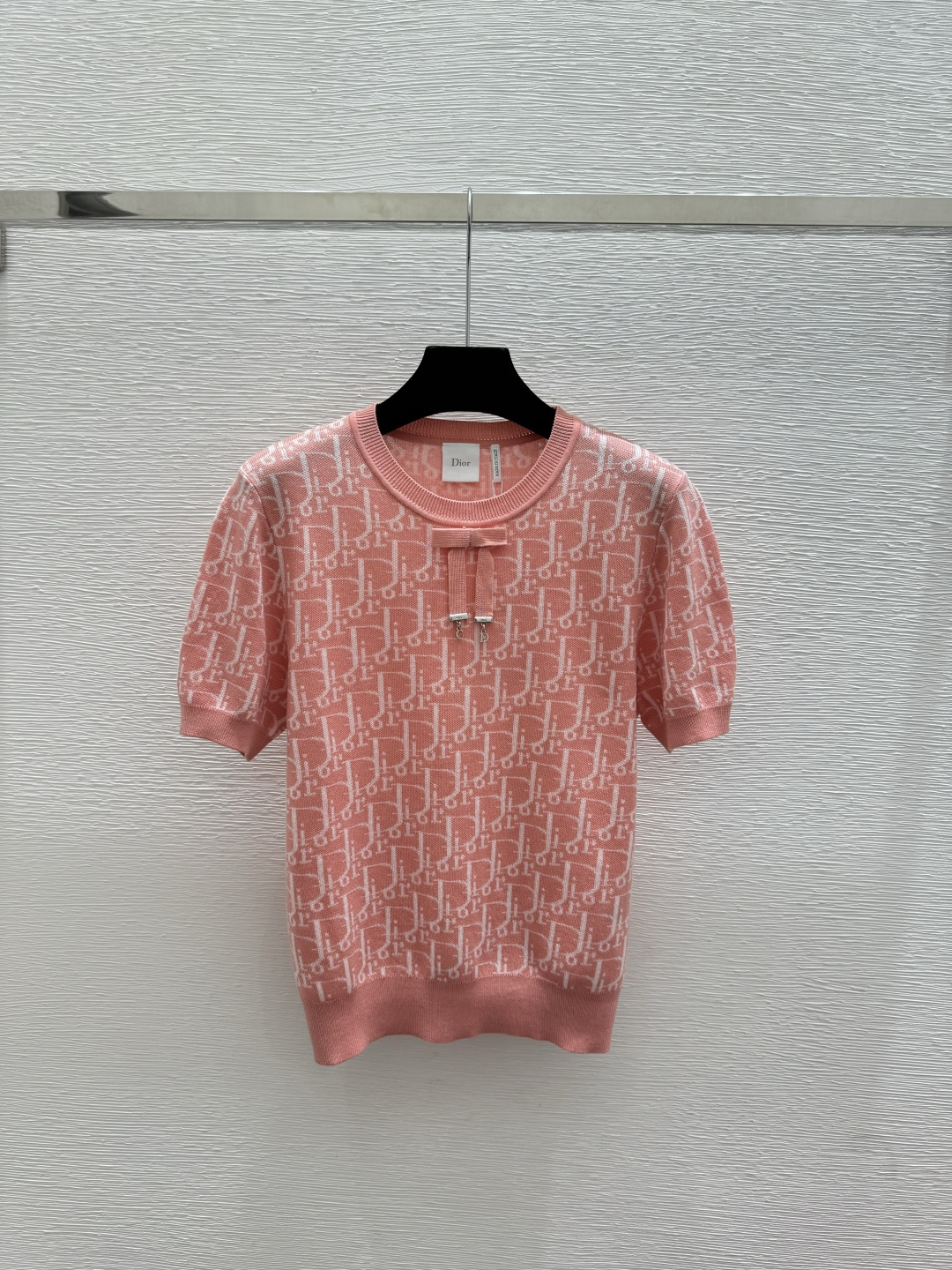 🆕D家🆕 春夏新款 撞色老花字母圆领针织短袖颜色：粉色 绿色 宝蓝尺码：36.38.40