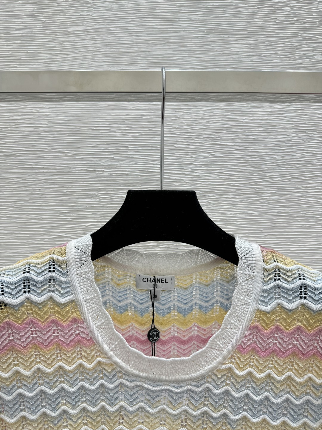 🆕CH家🆕 春夏新款 撞色条纹圆领针织短袖裙颜色：粉色 蓝色 红色尺码：36.38.40