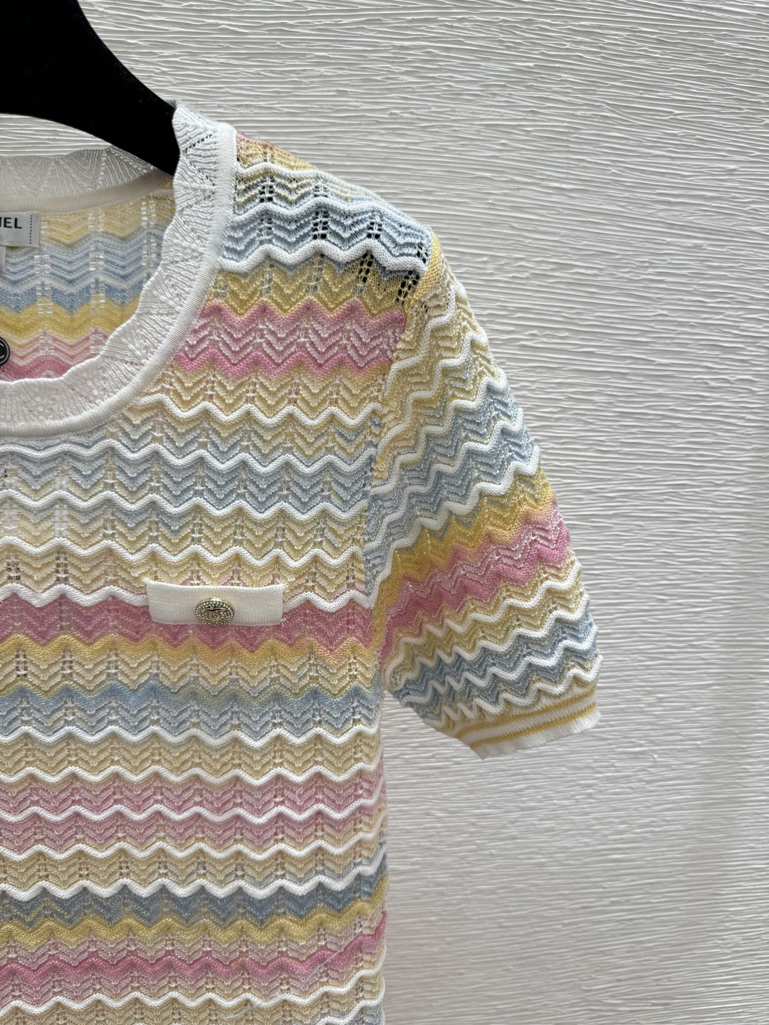 🆕CH家🆕 春夏新款 撞色条纹圆领针织短袖裙颜色：粉色 蓝色 红色尺码：36.38.40