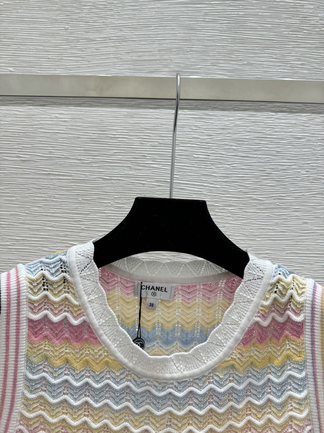 🆕CH家🆕 春夏新款 撞色条纹圆领针织背心裙颜色：粉色 蓝色 红色尺码：36.38.40