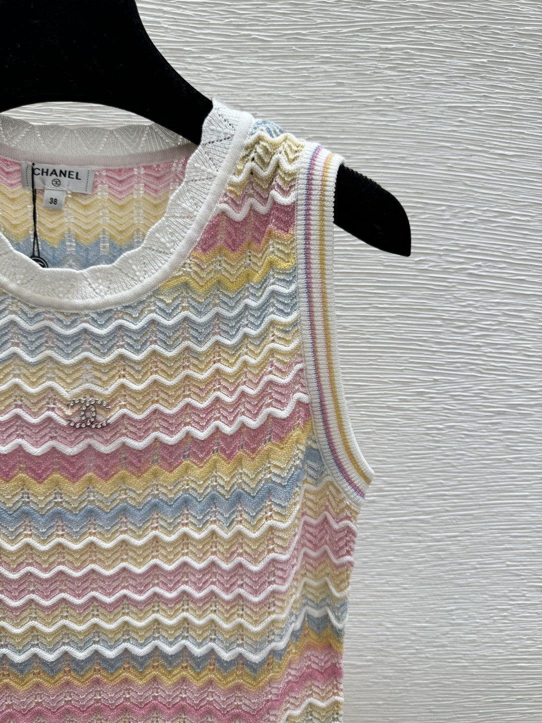 🆕CH家🆕 春夏新款 撞色条纹圆领针织背心裙颜色：粉色 蓝色 红色尺码：36.38.40
