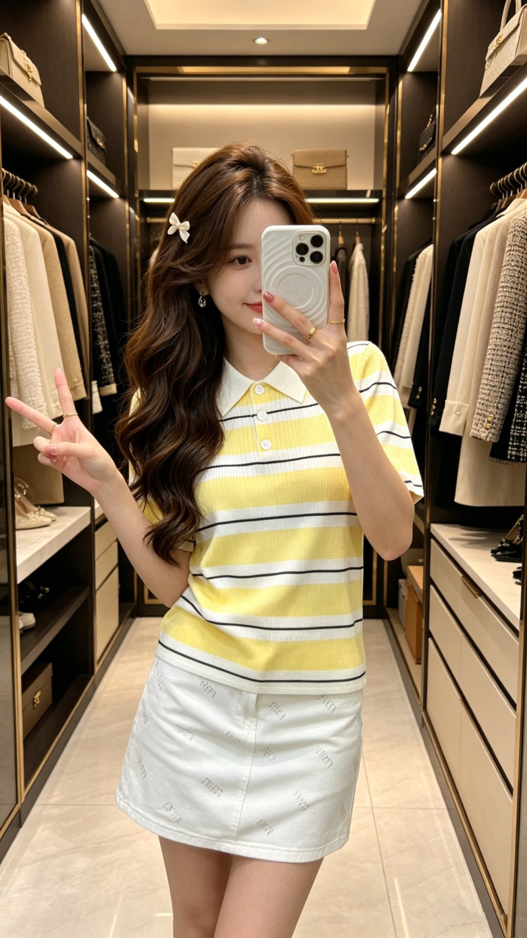 🆕M家🆕 春夏新款 撞色条纹翻领针织短袖颜色：黄色 绿色尺码：36.38.40