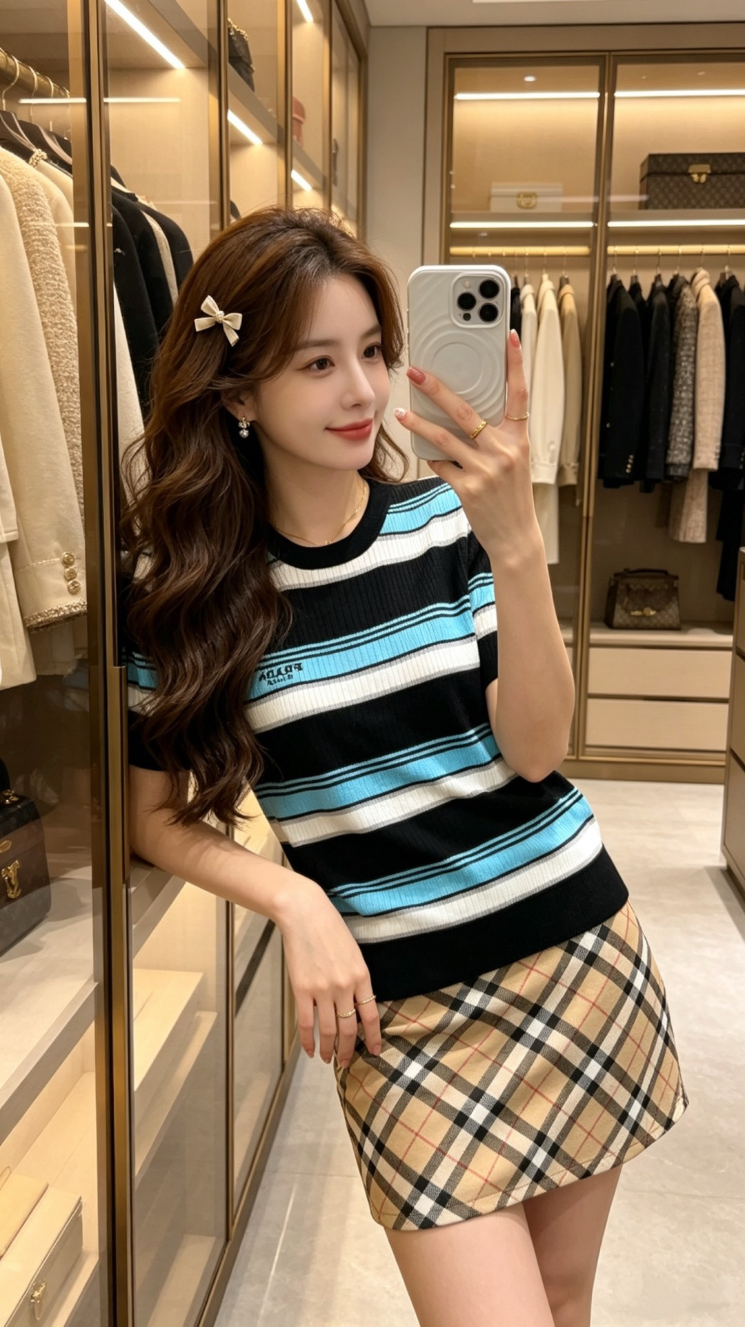 🆕P家🆕 春夏新款 撞色条纹圆领针织短袖颜色：灰色 黑色尺码：36.38.40