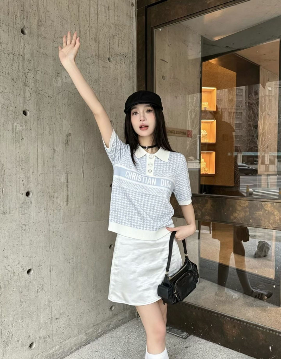 🆕D家🆕 春夏新款 撞色字母翻领针织短袖颜色：蓝色 宝蓝尺码：36.38.40