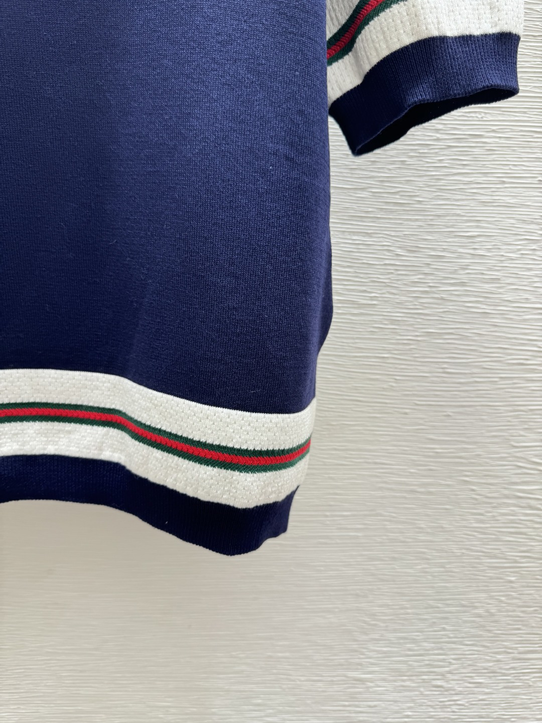 🆕G家🆕 春夏新款 撞色条纹翻领针织短袖颜色：宝蓝尺码：36.38.40